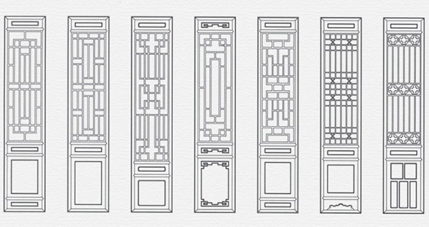 集宁常用中式仿古花窗图案隔断设计图